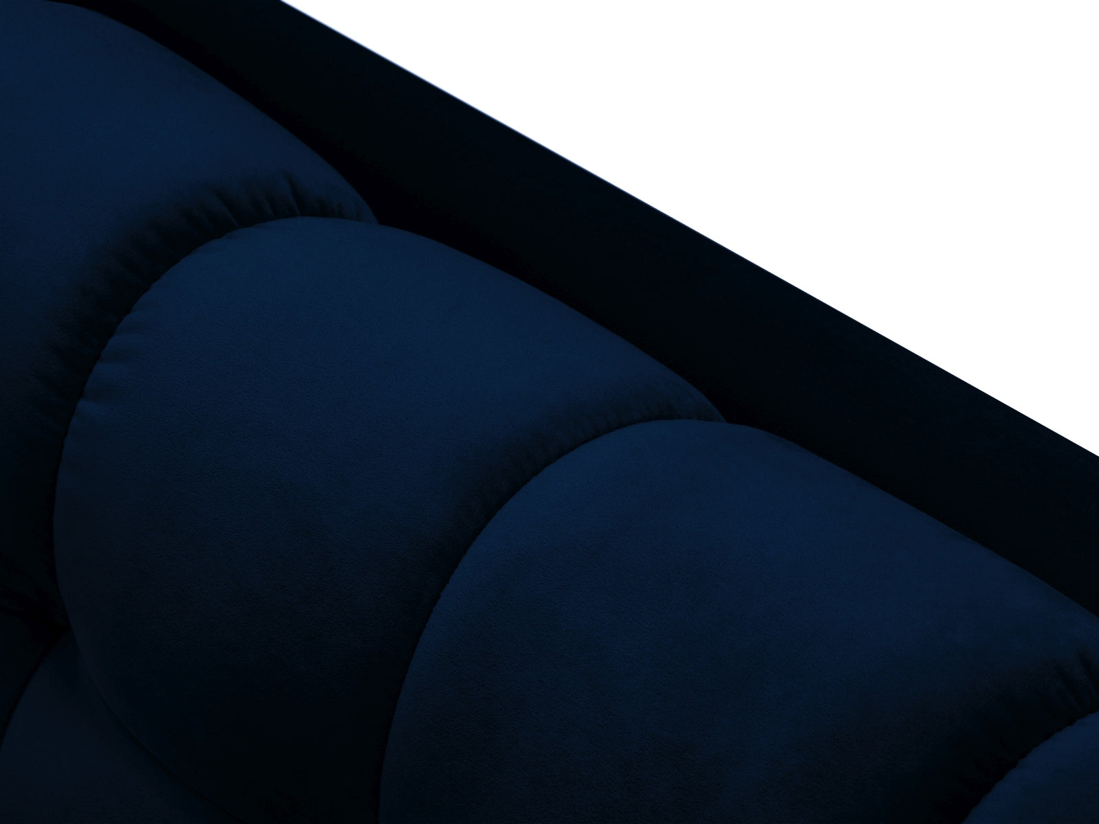 Elegantes 2-Sitzer Sofa Mamaia aus Velours in Royalblau und Schwarz-Bluvel, ideal für gemütliche Abende und stilvolle Einrichtung.