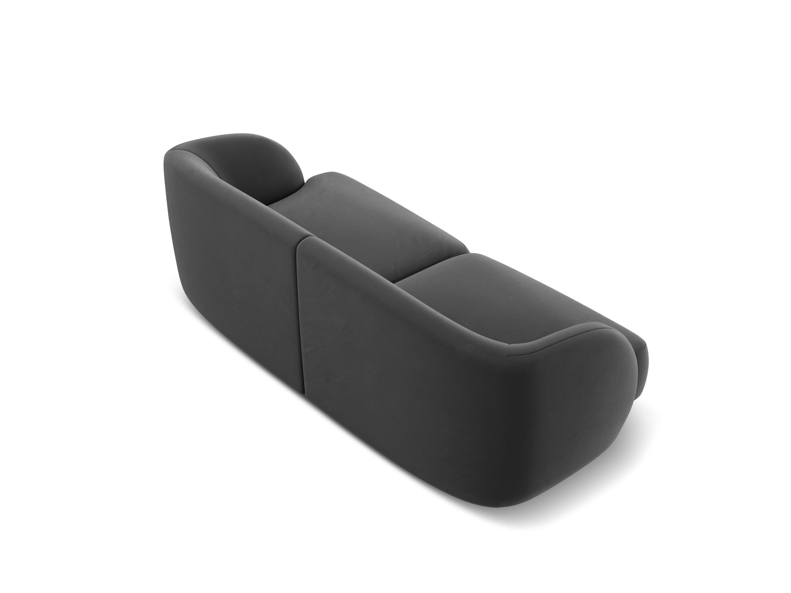 Elegantes 2-Sitzer Sofa aus weichem Velours in modernem Grau-Blau, ideal für gemütliche Abende und stilvolle Wohnräume.