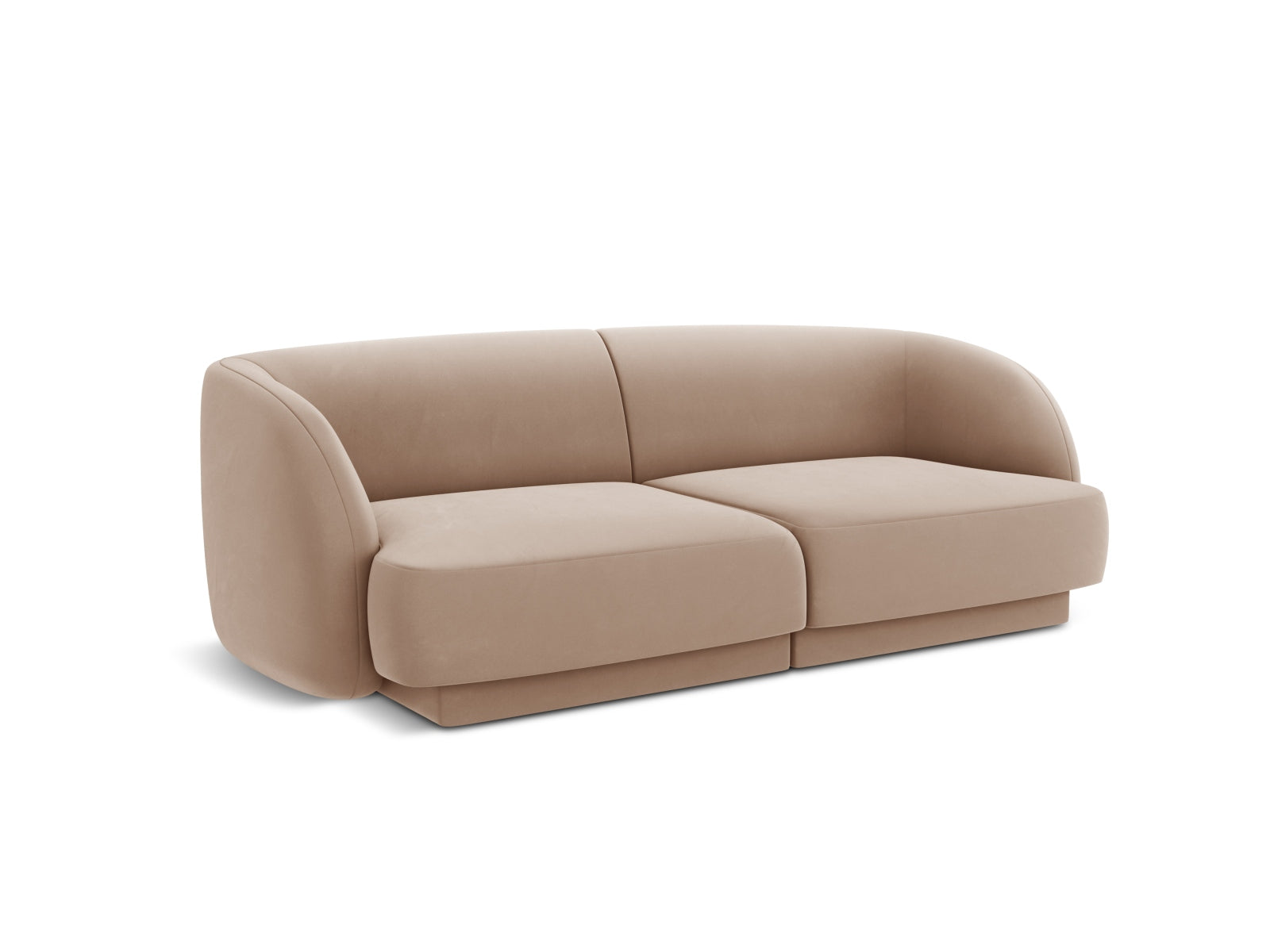 Gemütliches 2-Sitzer Velour Sofa "Miley" in edlem Cappuccino-Bluvel, perfekt für stilvolle und moderne Inneneinrichtungen.