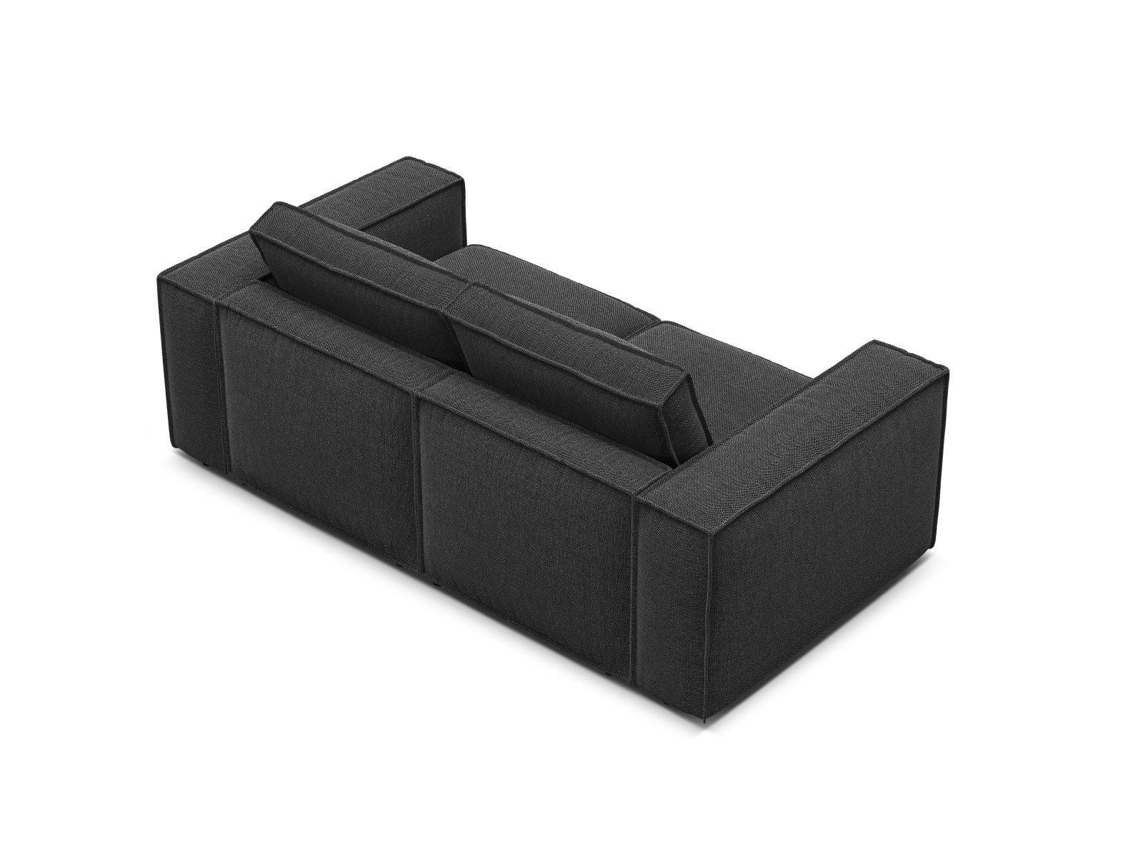 Elegantes 2-Sitzer Sofa Pola in zeitlosem Schwarz, ideal für moderne Wohnräume und entspannte Stunden mit Freunden oder Familie.