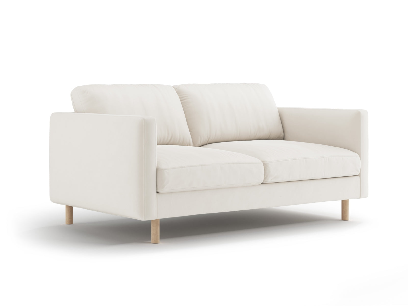 Elegantes Eden Velour Sofa für zwei Personen in stilvollem Beige, ideal für moderne Wohnräume, erhältlich bei KAQTU Design AG.