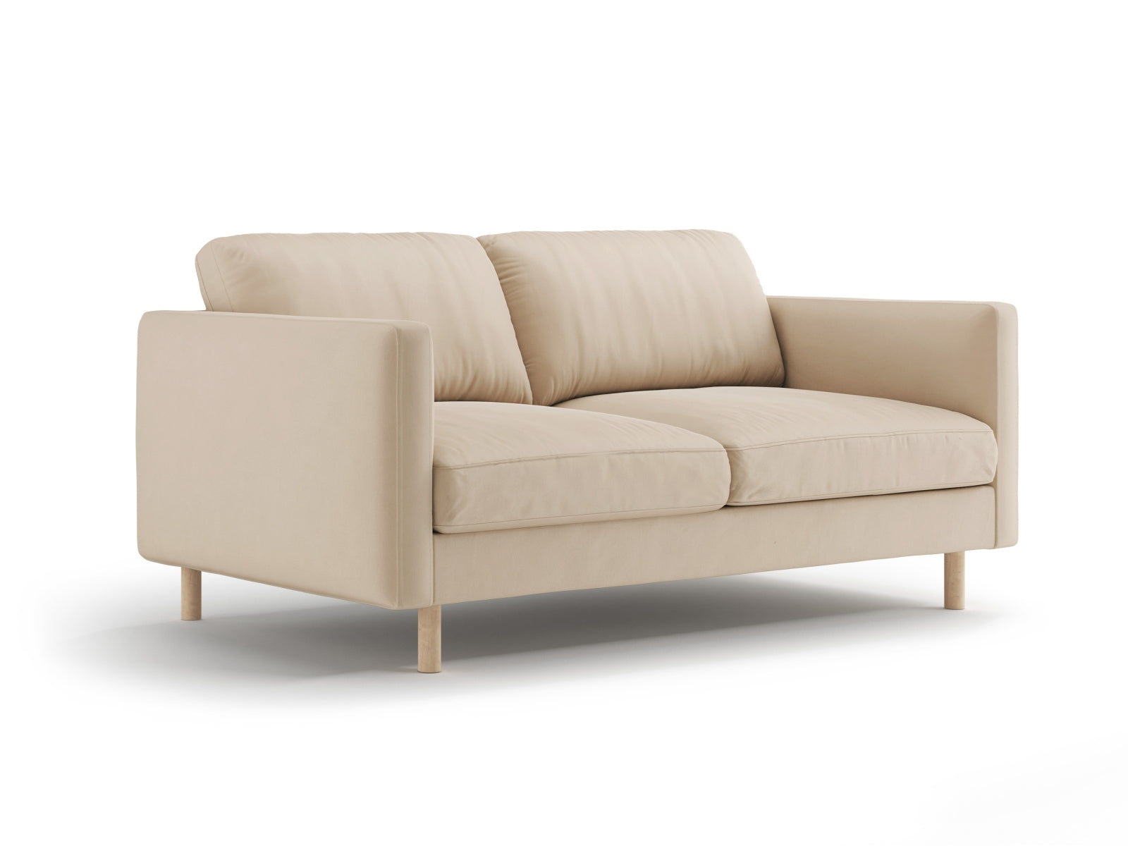 Elegantes Eden Velour Sofa 2 Sitzer in sanftem Nude-Ton, ideal für stilvolle Wohnräume, präsentiert von Micadoni.