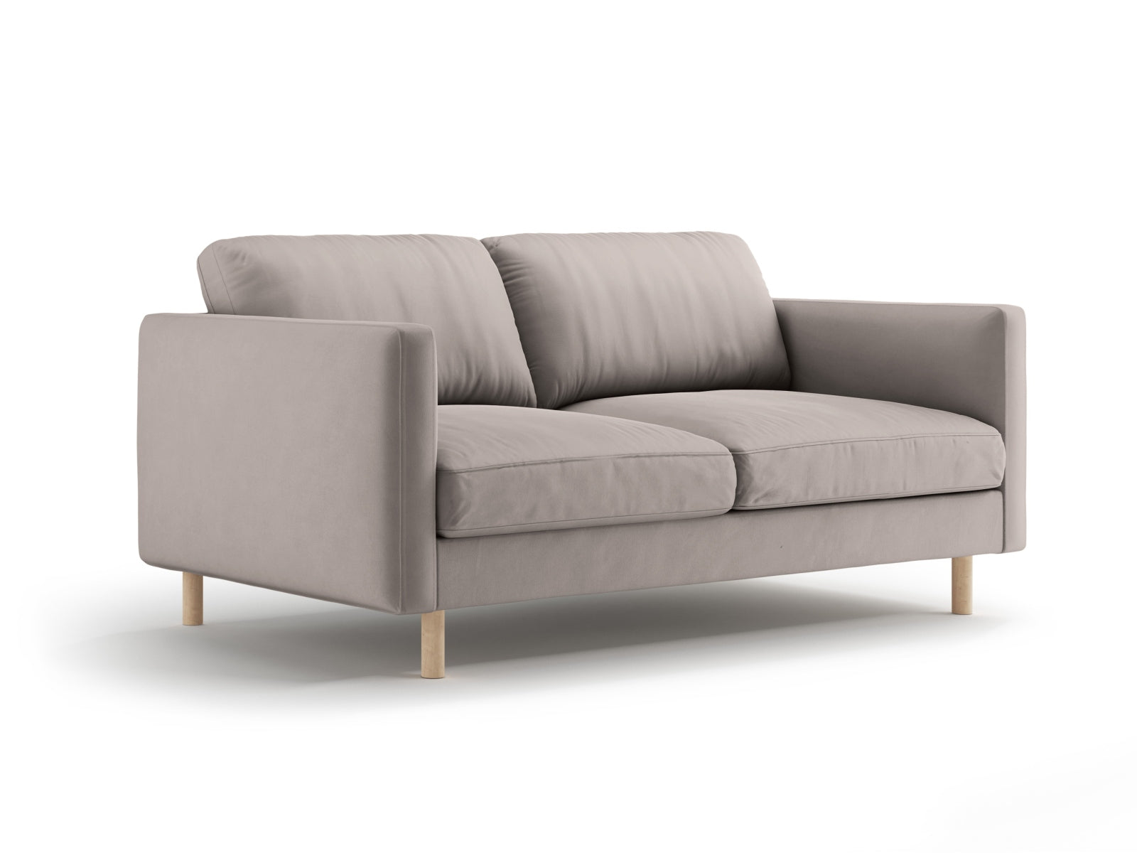 Elegantes Eden Velour Sofa für zwei Personen in warmem Grau, stilvoll und modern, ideal für jedes Wohnzimmer.