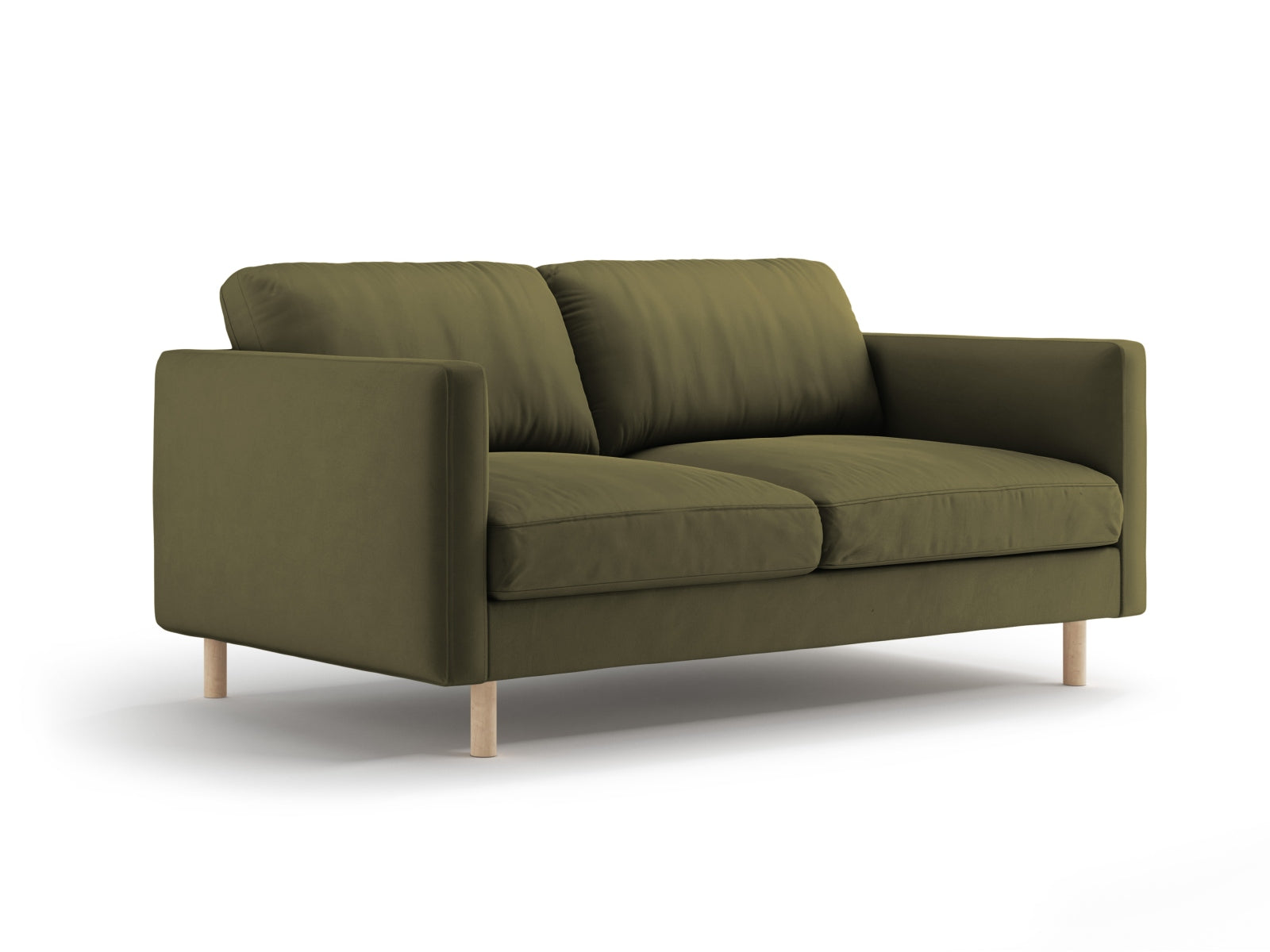 Elegantes Eden Velour Sofa 2 Sitzer in einem stilvollen Moss Green Melange, ideal für moderne Wohnräume und gemütliche Abende.