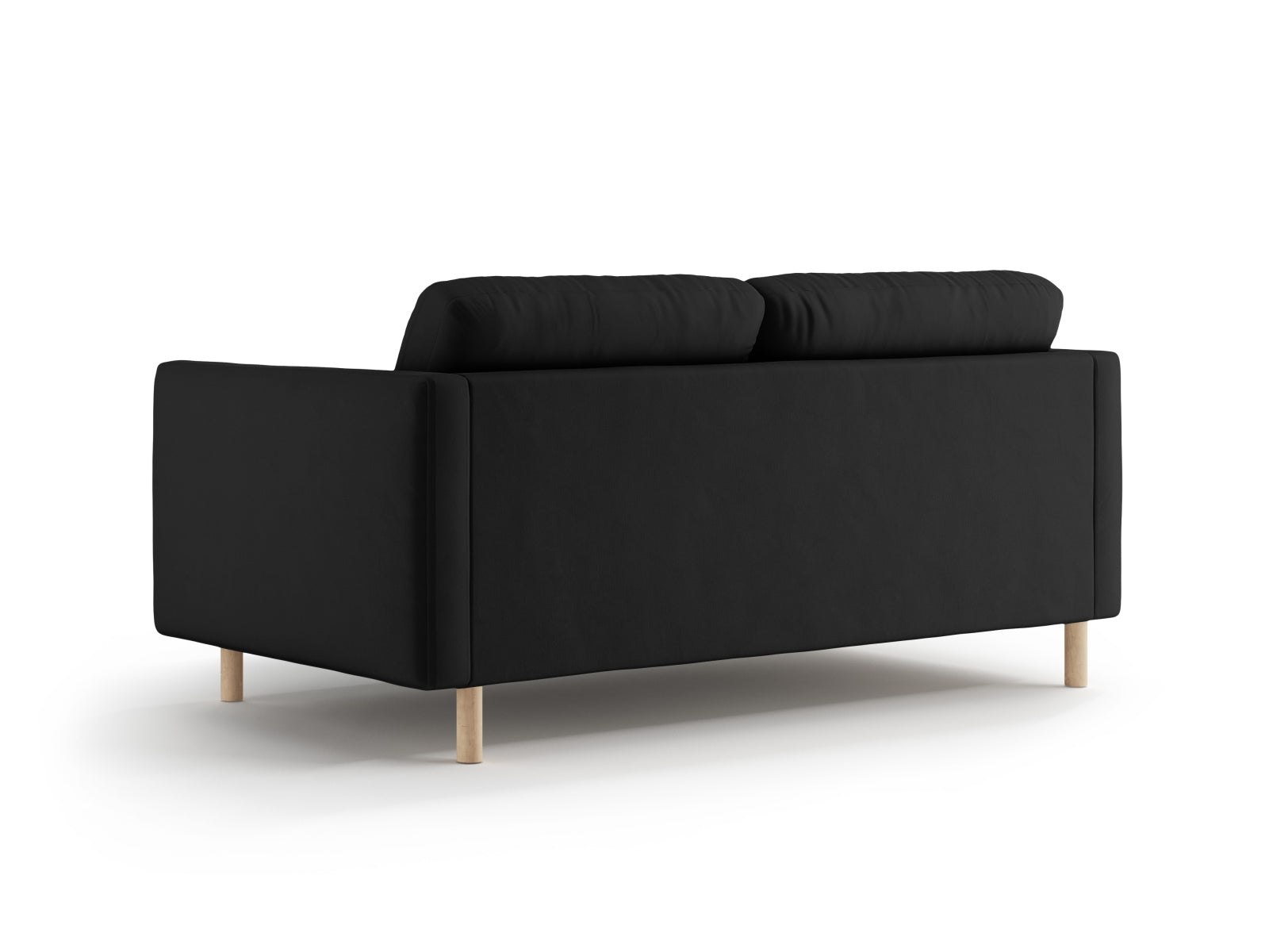 Schickes 2-Sitzer Sofa aus Velours in edlem Schwarz, perfekt für stilvolle Wohnzimmer und entspannte Stunden zu zweit.