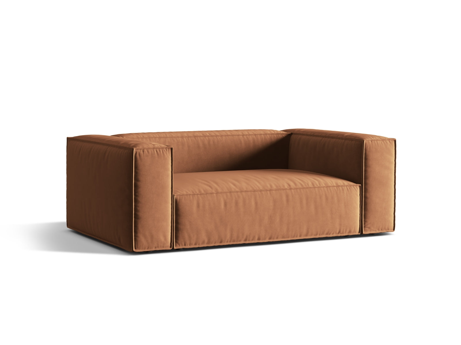 Elegantes Nuria Velour Sofa in der Farbe Honey-Paris, ideal für stilvolle Wohnräume. Hochwertiges 2-Sitzer Sofa von Micadoni.