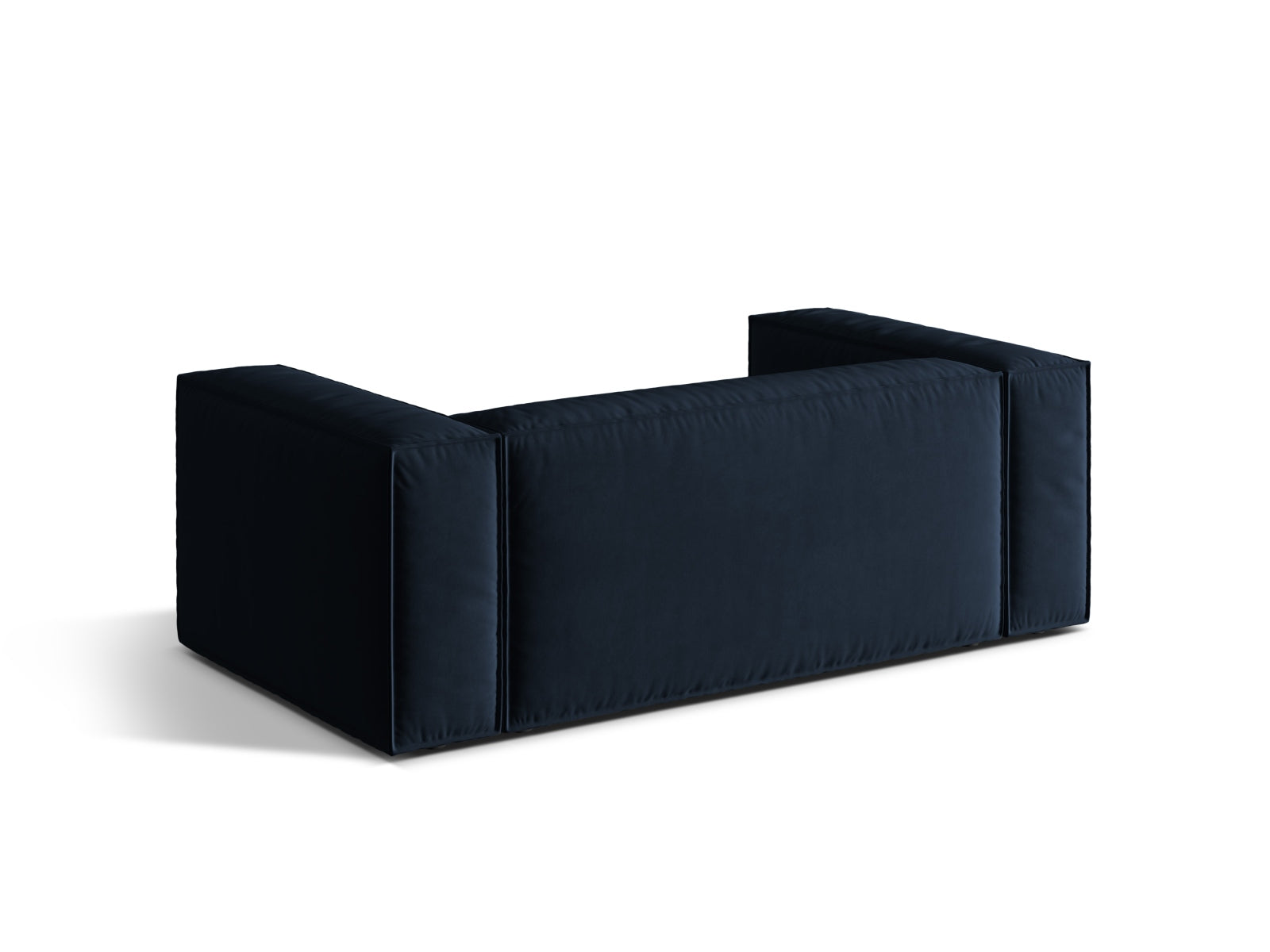 Stilvolles 2-Sitzer Velour Sofa Nuria in edlem Dunkelblau, ideal für moderne Wohnkonzepte und gemütliche Abende.