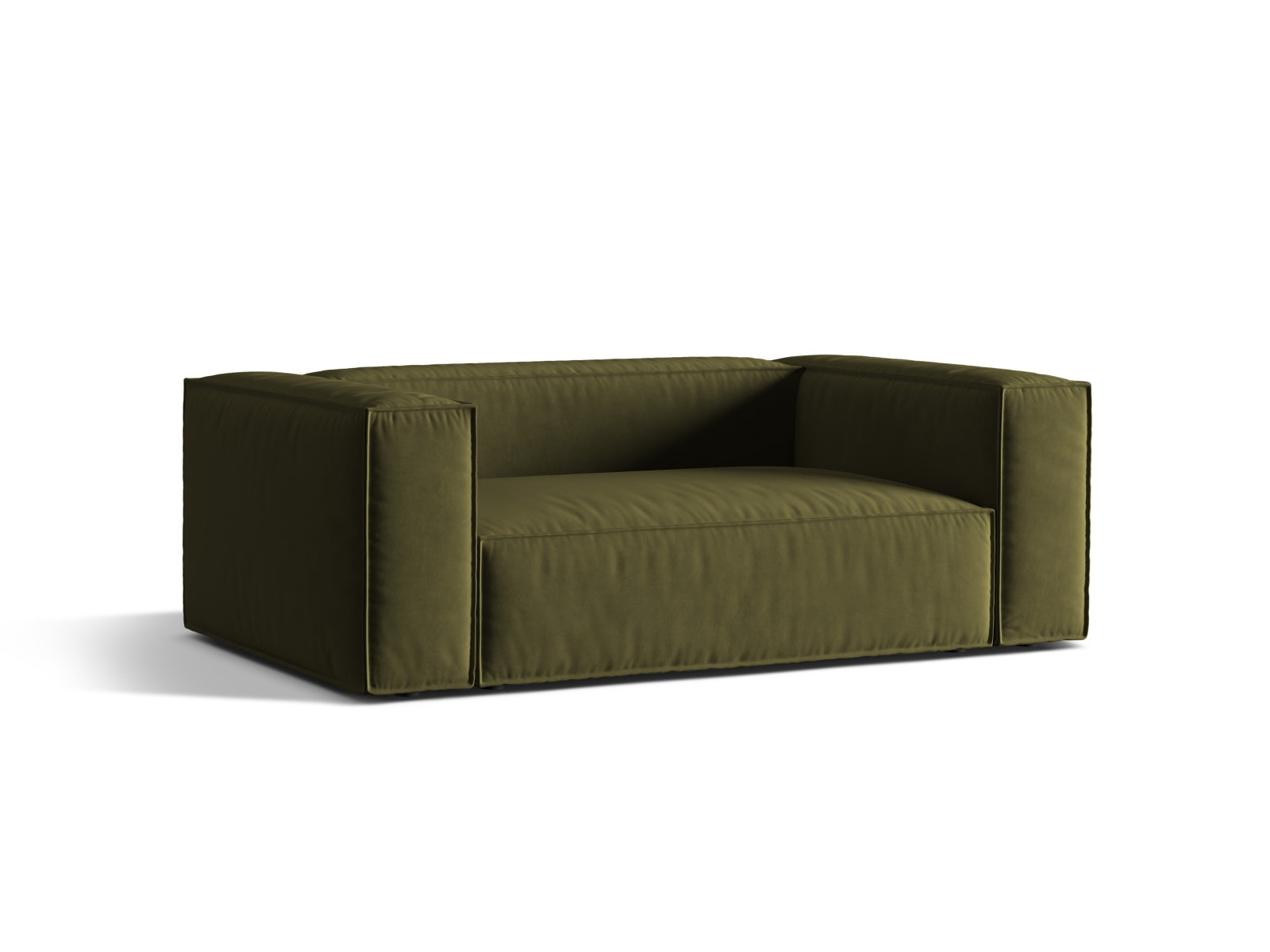 Elegantes Nuria Velour Sofa in einem stilvollen Moss Green Melange, ideal für moderne Wohnräume. Hochwertige Verarbeitung von Micadoni.