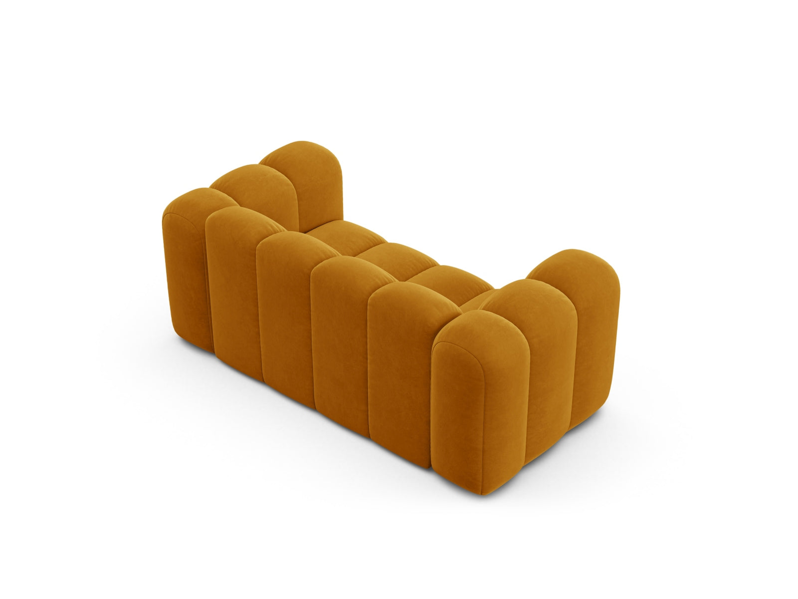 Elegantes 2-Sitzer Sofa Lupine von Micadoni in leuchtendem Gelb, perfekt für zeitgemäße Inneneinrichtungen und gemütliche Atmosphäre.