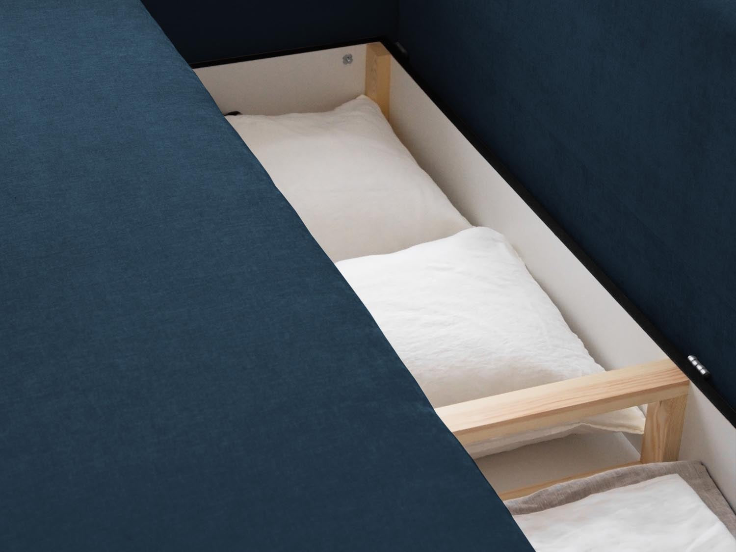 Modernes 3-Sitzer Bettsofa Elen von Micadoni, das sich mühelos in ein bequemes Bett verwandelt und zusätzlichen Stauraum bietet.