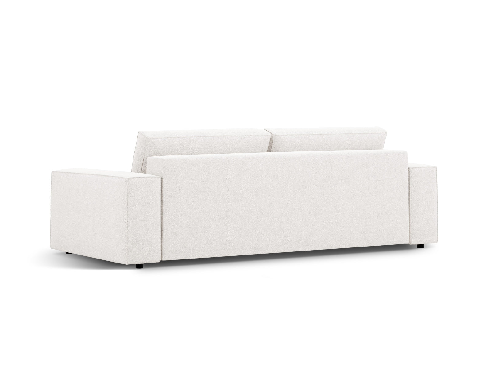 Entdecken Sie das Jodie Boucle Sofa von Micadoni: stilvoll, funktional und ideal für kleine Räume mit Schlaffunktion und Stauraum.
