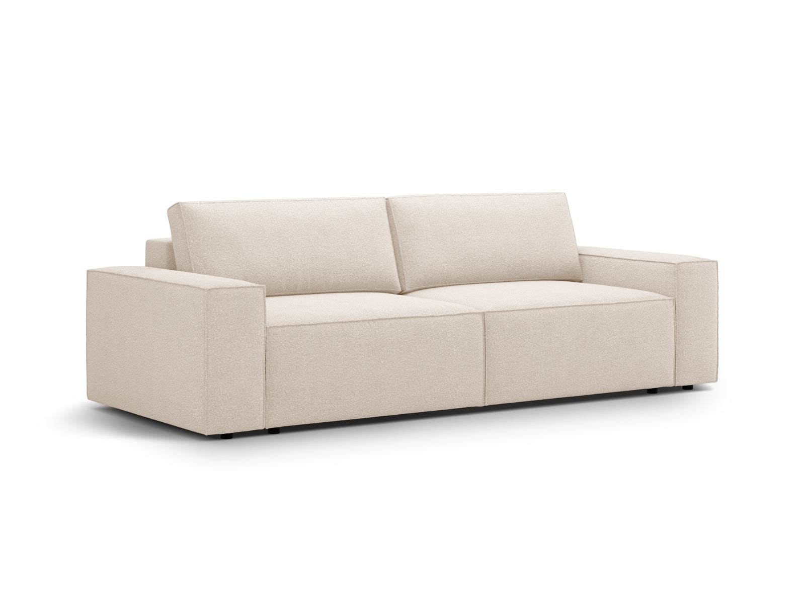 Elegantes 3-Sitzer Sofa in Boucle-Optik, vielseitig einsetzbar mit Schlaffunktion und praktischem Stauraum, perfekt für jedes Zuhause.