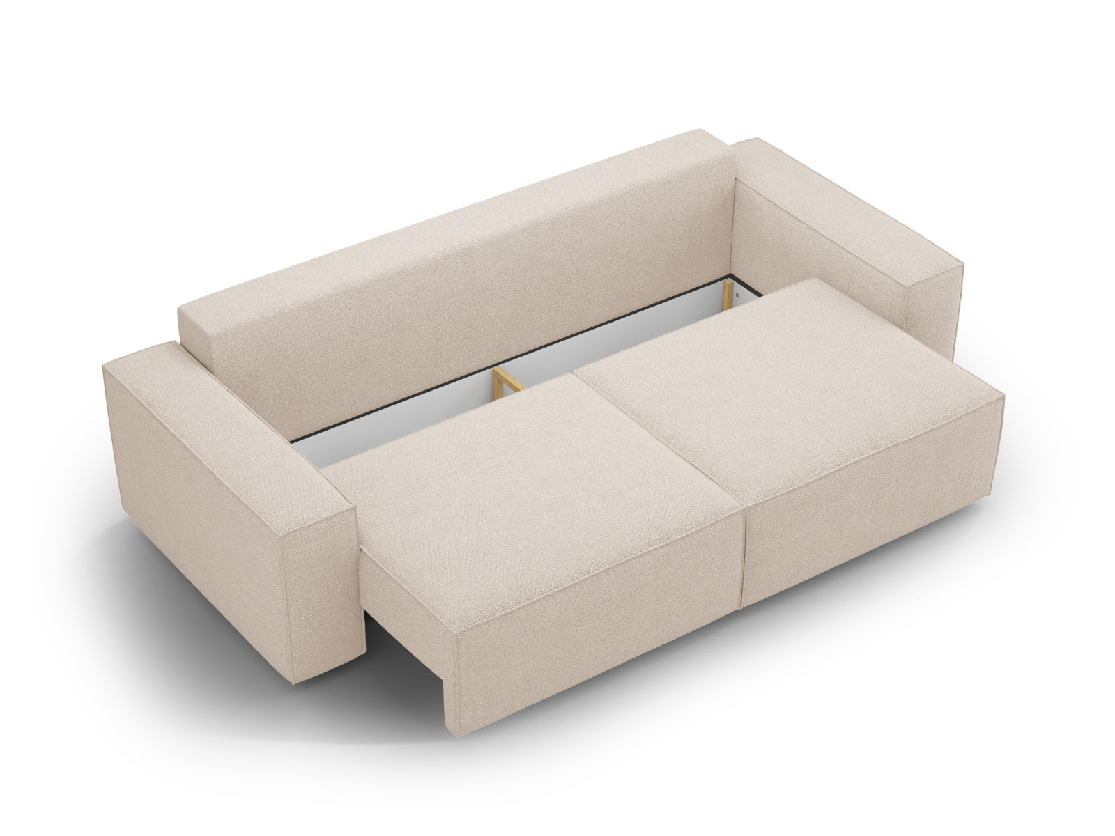 Elegantes 3-Sitzer Sofa in Boucle-Optik von Micadoni, vielseitig einsetzbar als Schlafsofa mit integriertem Stauraum für optimalen Komfort.