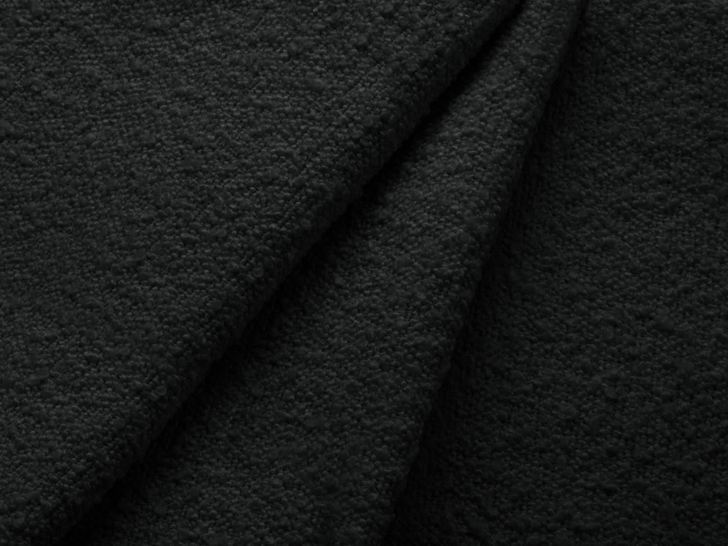 Stylisches Boucle-Sofa in Schwarz, 3-Sitzer mit Schlaffunktion und Stauraum, perfekt für moderne Wohnräume und Gästeübernachtungen.