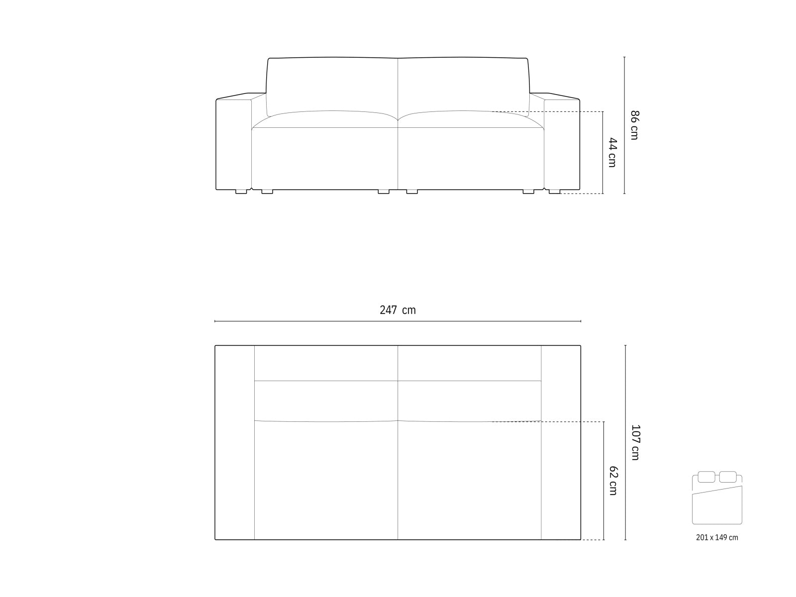 Elegantes Dunkeloliv Sofa mit Boucle-Textur, ideal als Schlafsofa und mit integriertem Stauraum für optimale Raumnutzung.