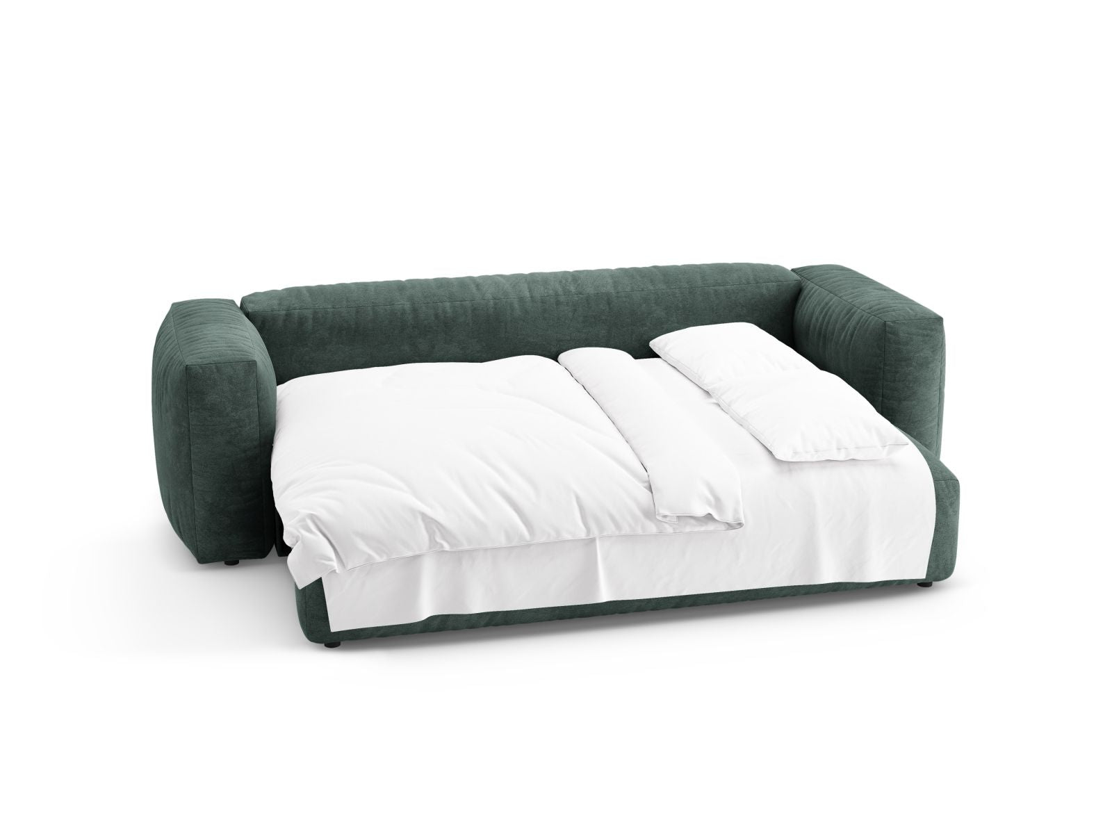 Stylisches 3-Sitzer Bettsofa Martina in Petrol-Vogue, perfekt für gemütliche Abende und als praktisches Schlafsofa von Micadoni.