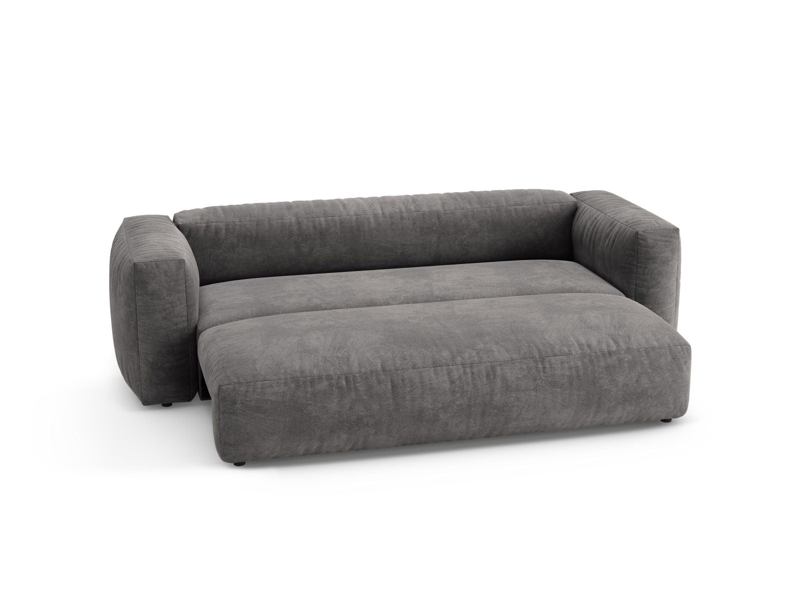 Stylisches 3-Sitzer Sofa Martina in elegantem Grau, ideal für entspannte Stunden und als praktische Schlaflösung für Übernachtungsgäste.