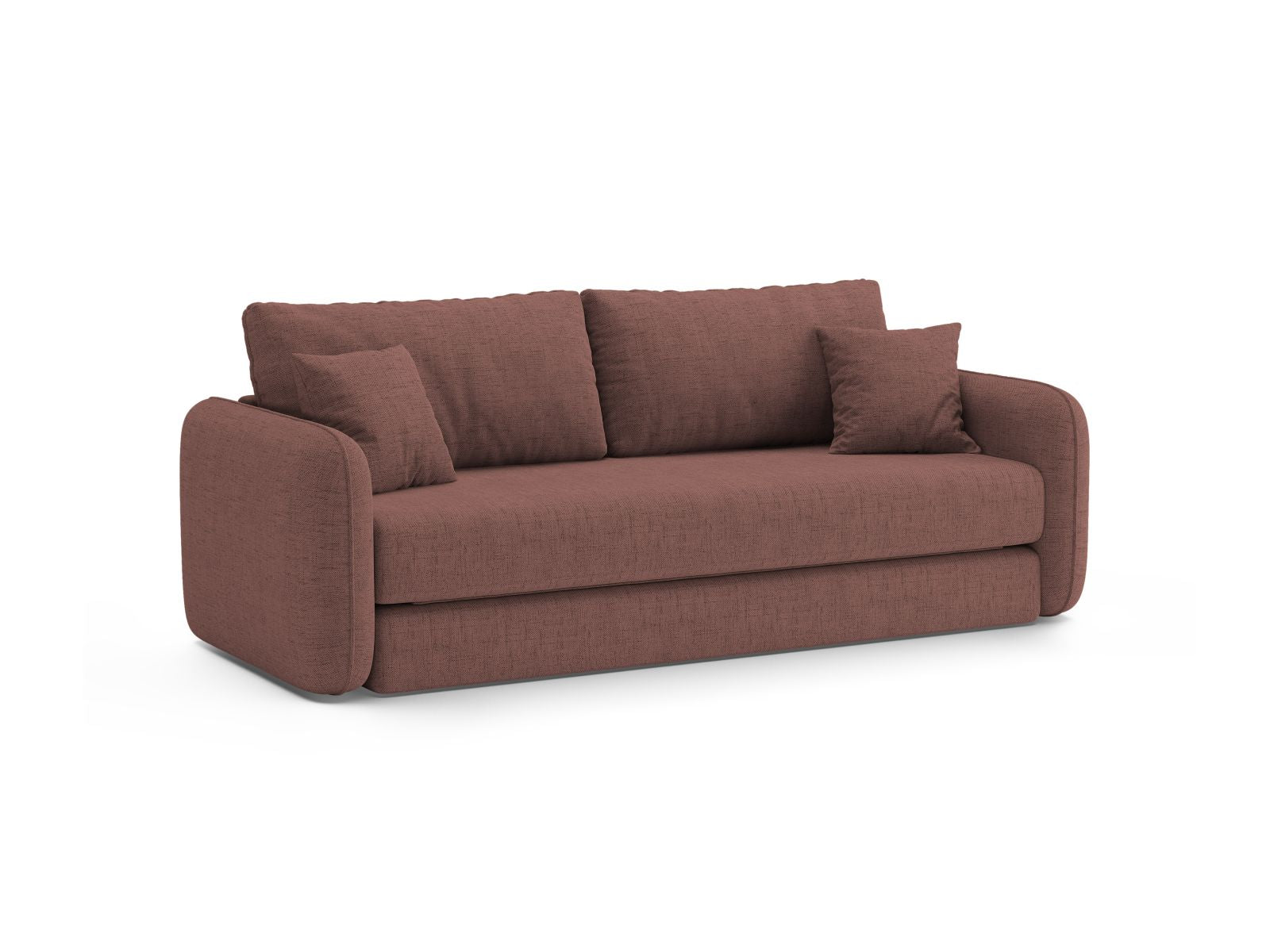 Elegantes 3-Sitzer Sofa Dormi in Dunkelrosa, ideal für Wohnräume und als Schlafgelegenheit, präsentiert von Micadoni.