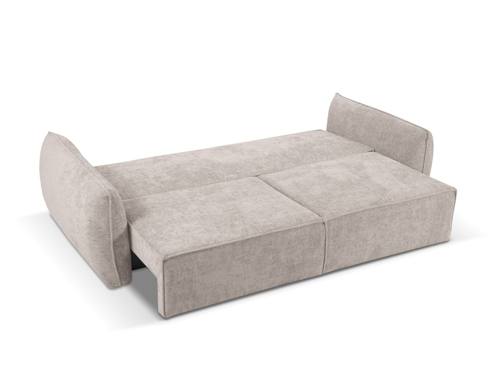 Elegantes 3-Sitzer Sofa Kaelle von Micadoni in Beige, multifunktional mit Schlaffunktion und praktischem Stauraum für Ihr Zuhause.