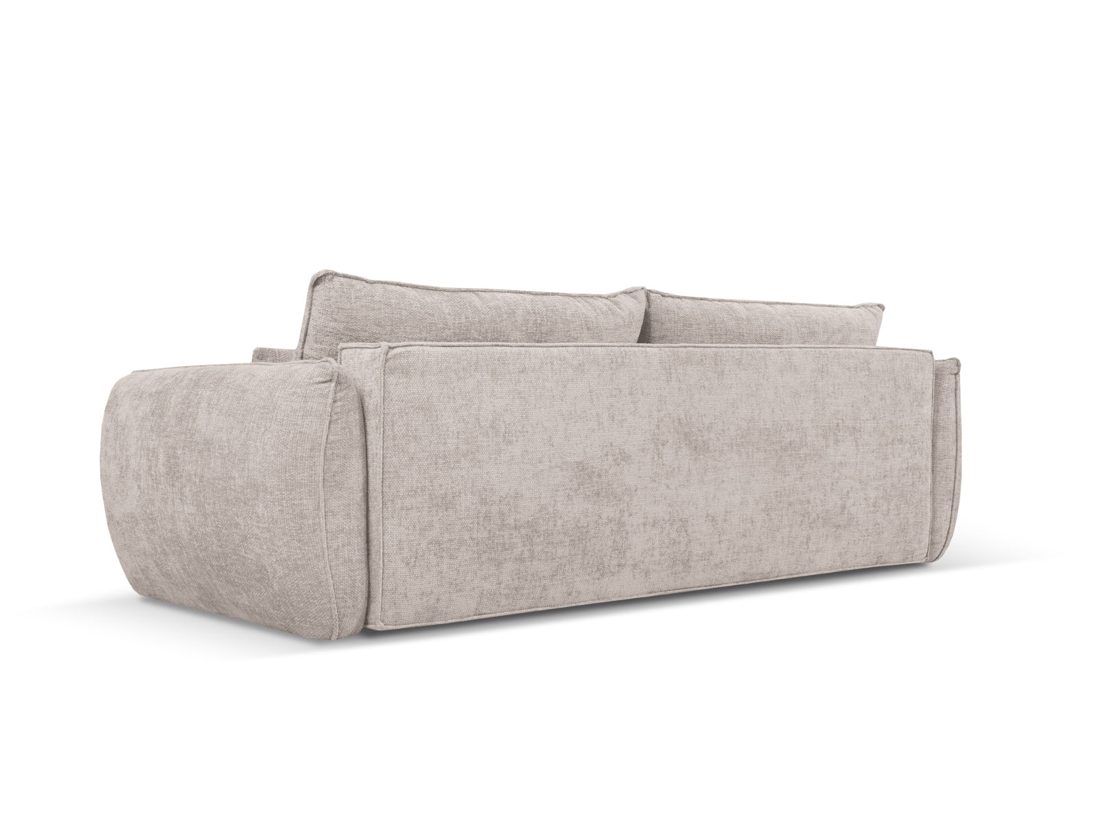 Stylisches 3-Sitzer Bettsofa Kaelle von Micadoni in sanftem Beige, ideal für Gästeübernachtungen und zur Aufbewahrung von Decken.