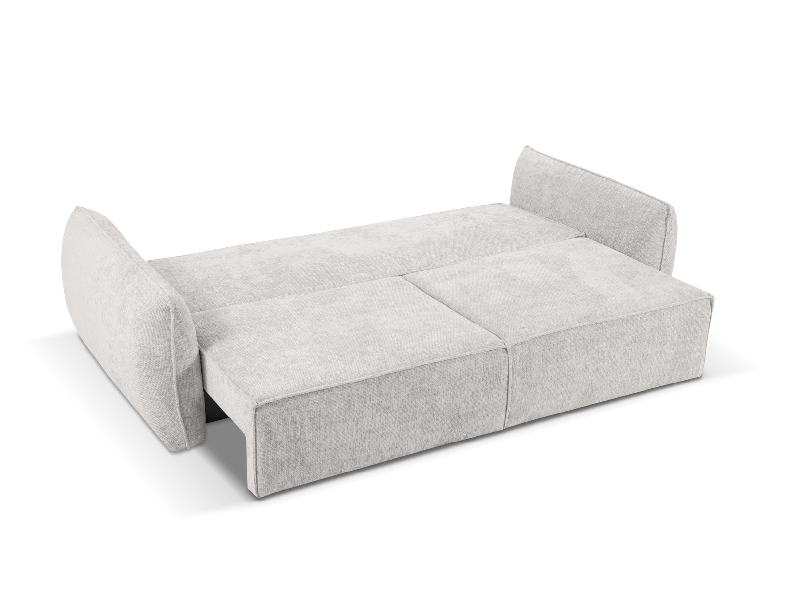 Elegantes hellgraues 3-Sitzer Sofa Kaelle von Micadoni, ausgestattet mit Schlaffunktion und Stauraum, perfekt für vielseitige Wohnkonzepte.