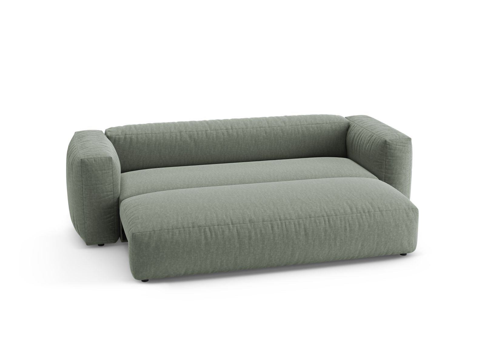 Elegantes 3-Sitzer Bettsofa Martina in Moss Green-Boston, ideal für gemütliche Stunden und als funktionales Schlafsofa von Micadoni.