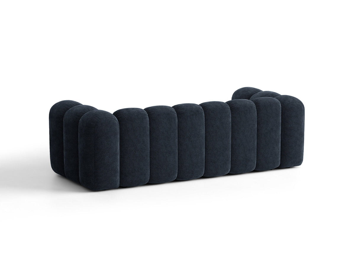 Micadoni Lupine 3er Sofa in leichtem Beige mit Bettfunktion, Stauraum im Bettkasten und schwarzen Kunststoffbeinen, Stoffbezug Eden 2 Pearl