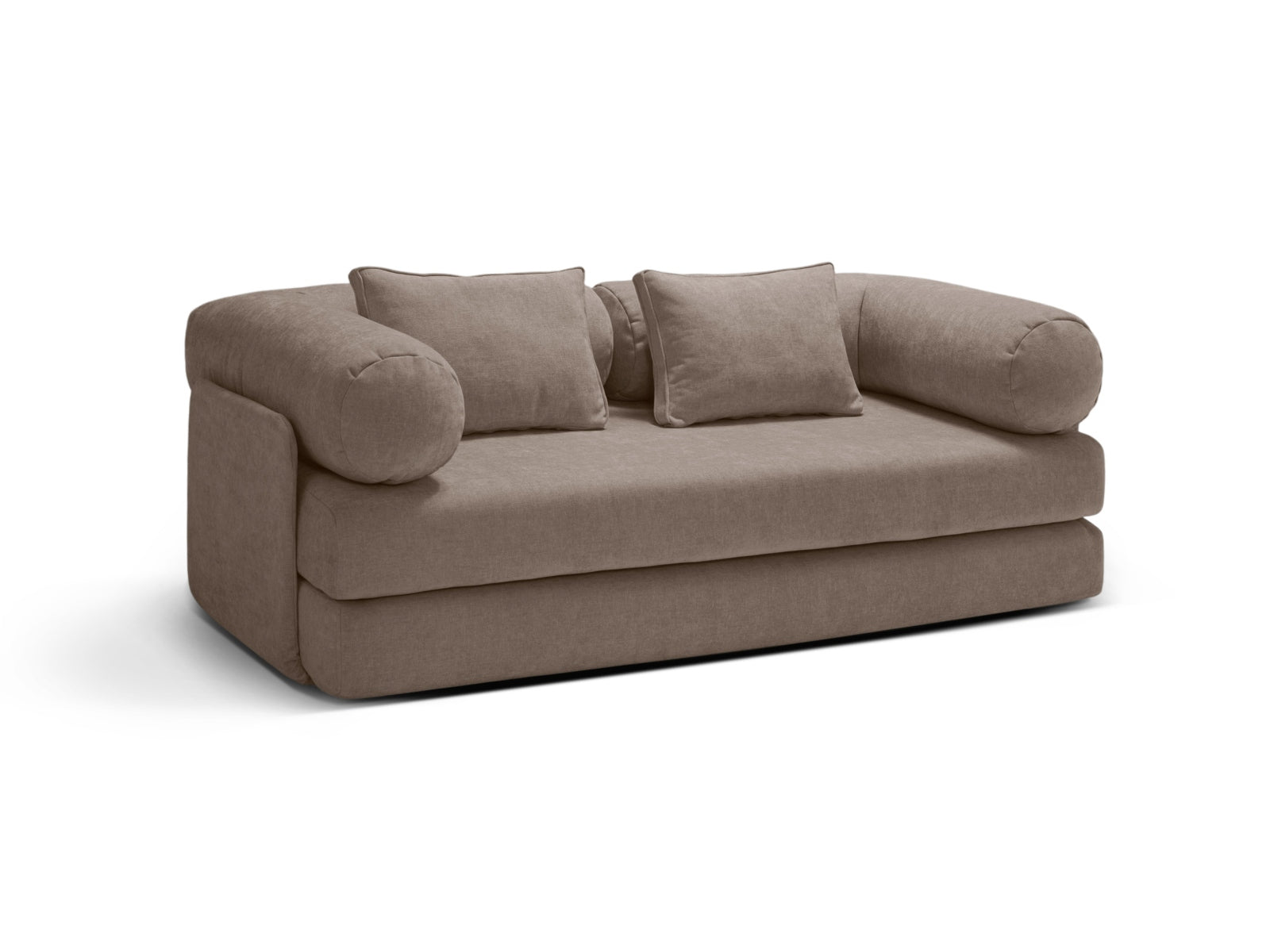 Elegantes 3-Sitzer Bettsofa Dreamy in Cappuccino-Liberty, ideal für stilvolle Wohnräume und gemütliche Nächte bei Gästen.
