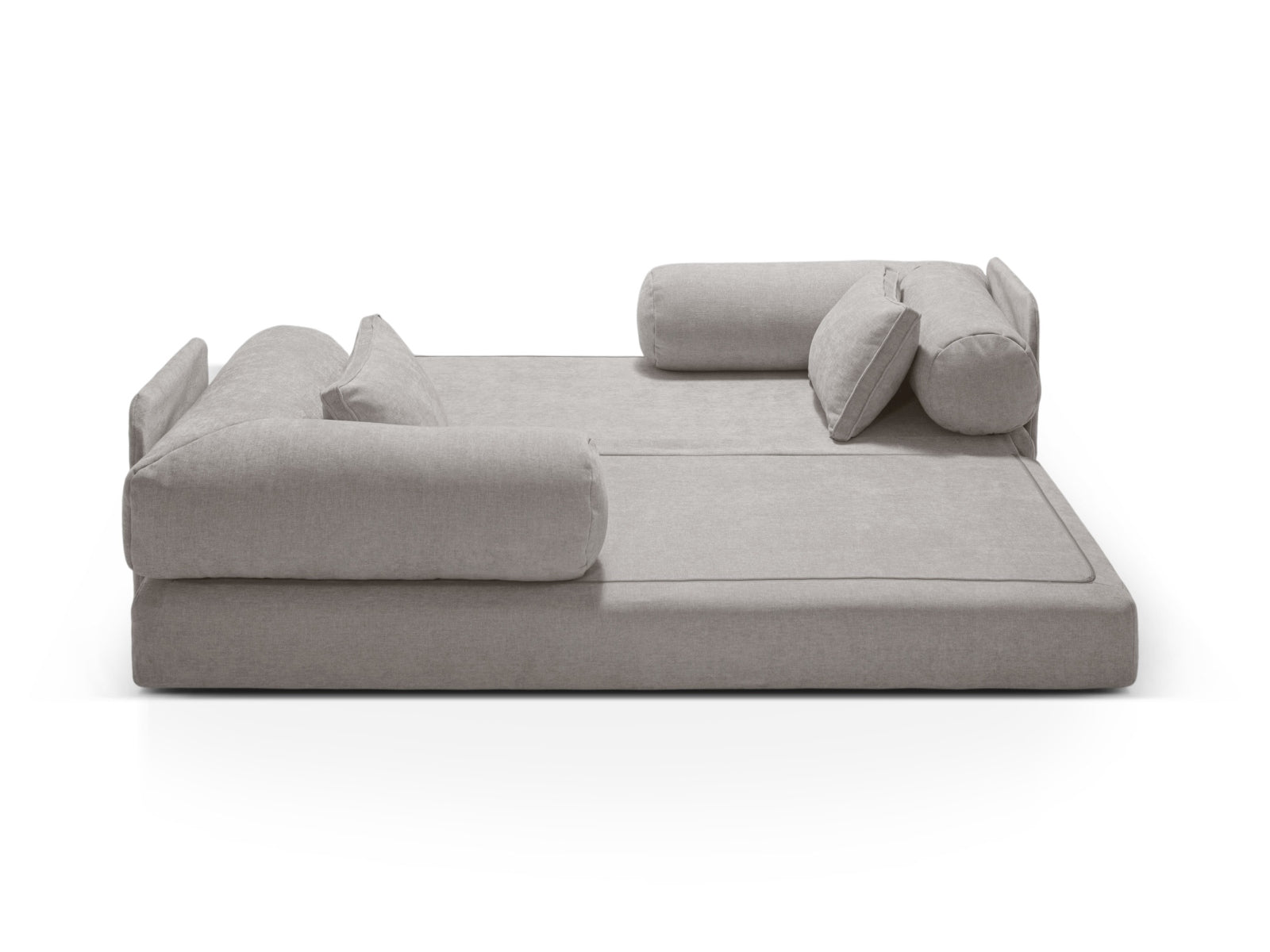 Modernes 3-Sitzer Sofa Dreamy in zeitlosem Grau, perfekt für entspannte Abende und als praktisches Schlafsofa für Gäste.
