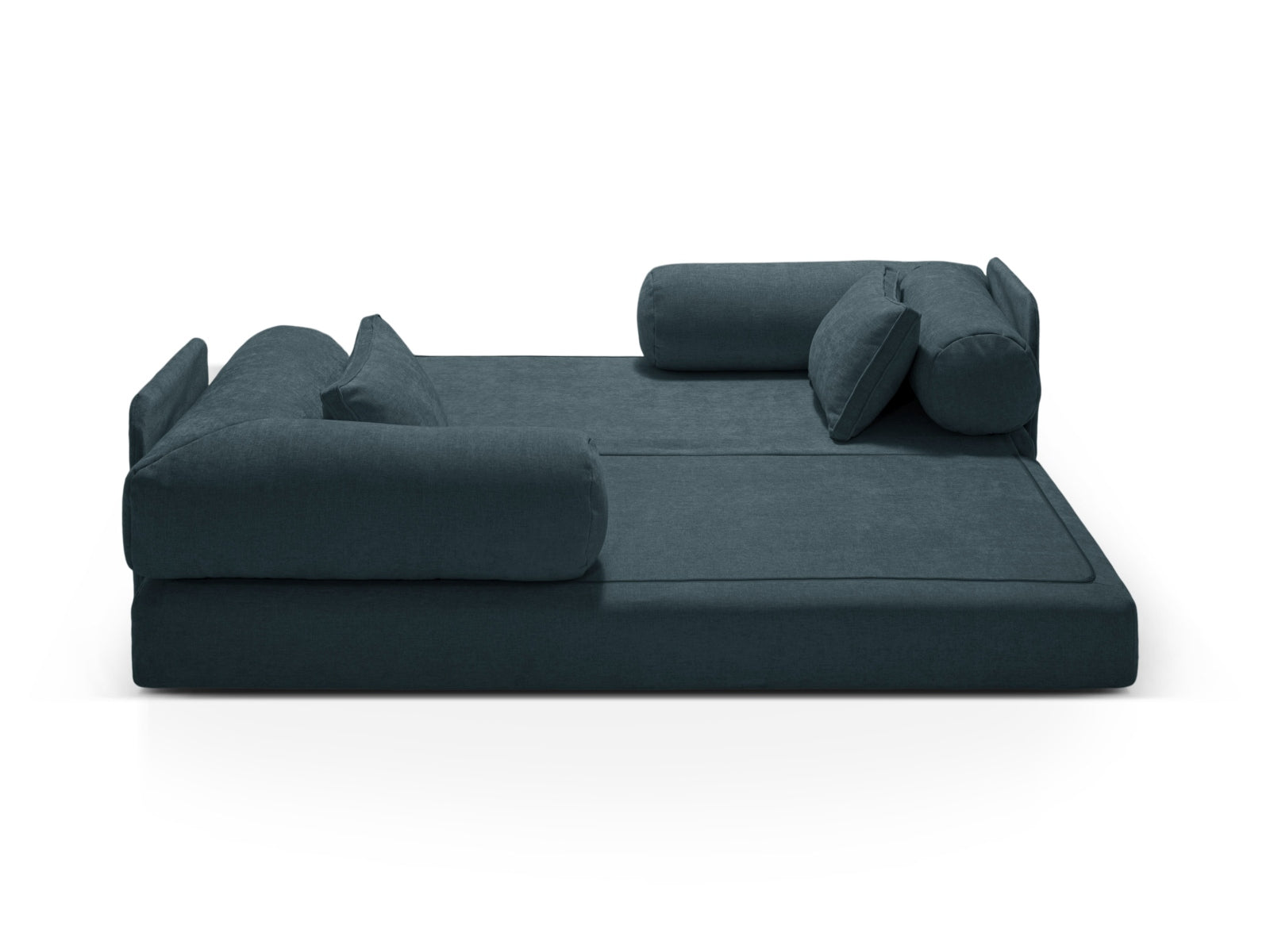 Modernes 3-Sitzer Sofa Dreamy in edlem Petrol, vielseitig einsetzbar als Schlafsofa für Gäste und gemütliche Abende.