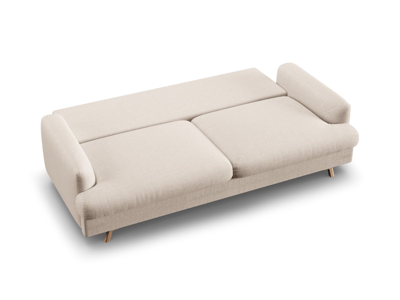 Beige 3-Sitzer Sofa Naomi von Micadoni, vielseitig einsetzbar mit Schlaffunktion und praktischem Stauraum für zusätzlichen Komfort.