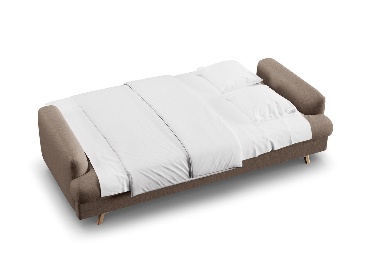 3-Sitzer Sofa Naomi mit Schlaffunktion und Stauraum in Cappuccino-Liberty präsentiert im Onlineshop von KAQTU Design AG. Bettsofa ist von Micadoni