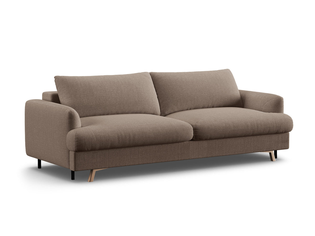 3-Sitzer Sofa Naomi mit Schlaffunktion und Stauraum in Cappuccino-Liberty präsentiert im Onlineshop von KAQTU Design AG. Bettsofa ist von Micadoni
