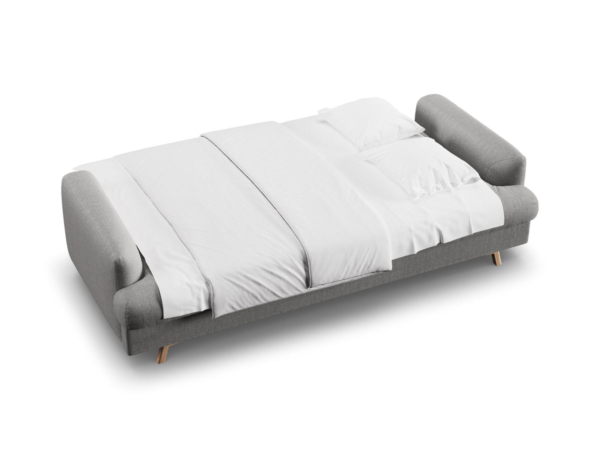 3-Sitzer Sofa Naomi mit Schlaffunktion und Stauraum in Ash Melange-Liberty präsentiert im Onlineshop von KAQTU Design AG. Bettsofa ist von Micadoni