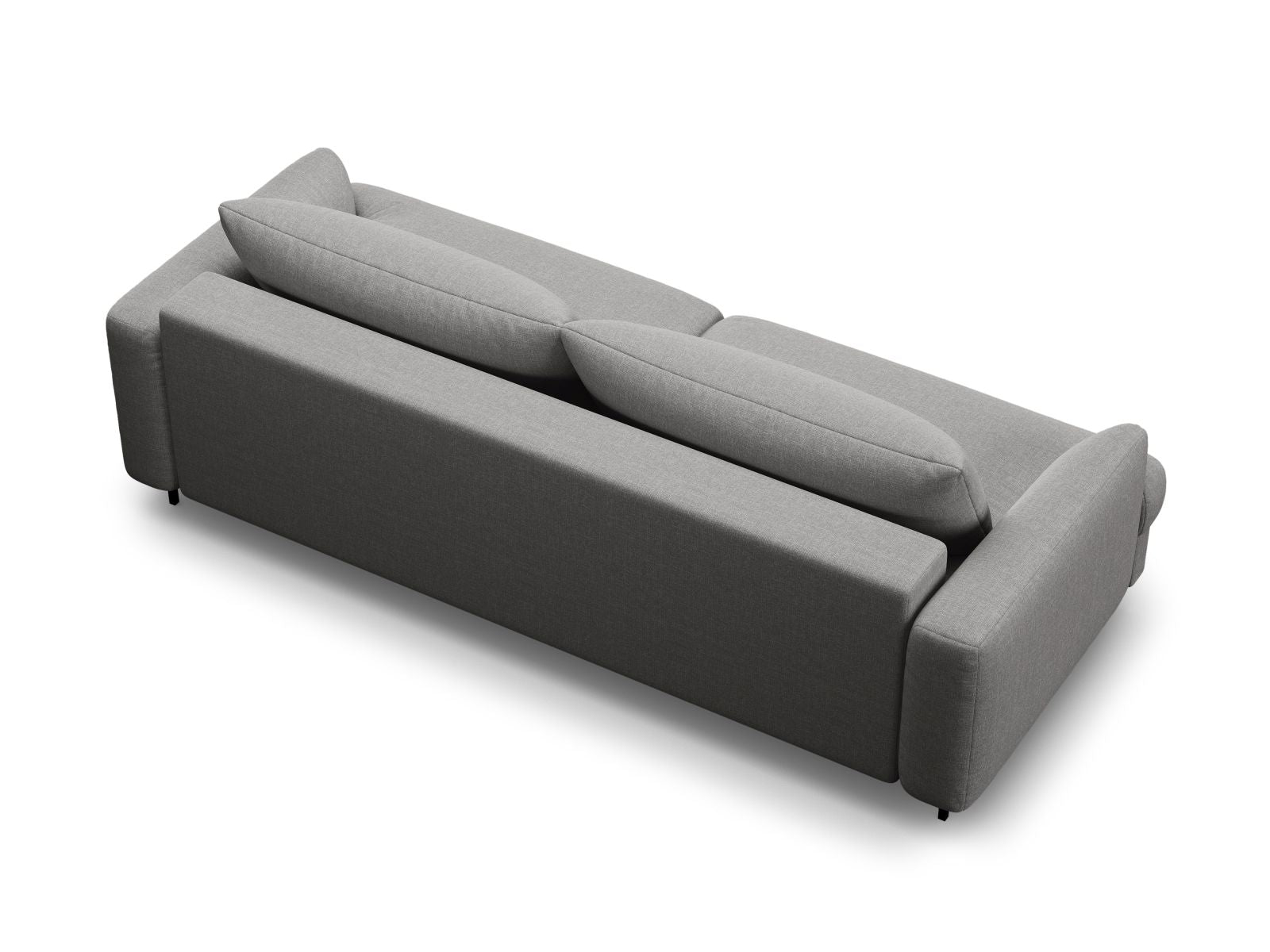 Modernes 3-Sitzer Sofa Naomi in elegantem Ash Melange, ideal für Wohnräume, bietet Schlaffunktion und praktischen Stauraum.