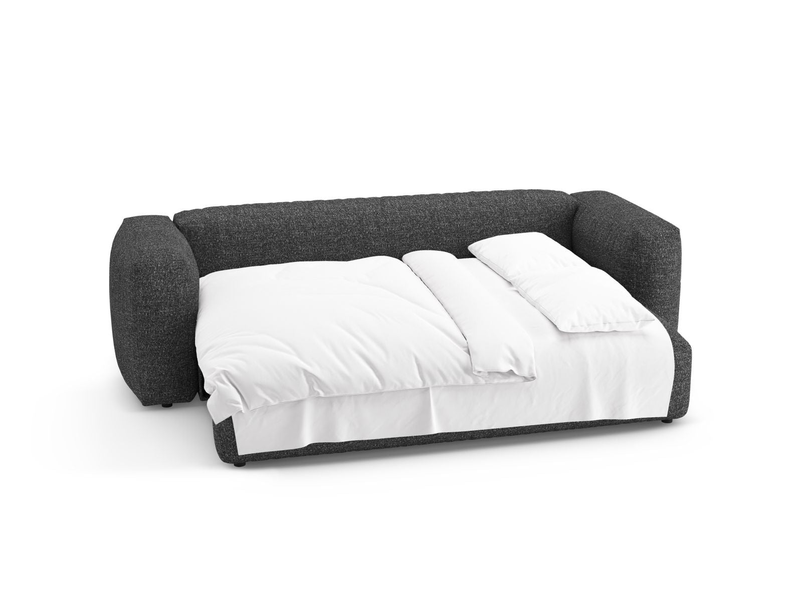 Stylisches 3-Sitzer Bettsofa Martina in tiefem Grau, perfekt für entspannte Abende und als praktische Schlaflösung.