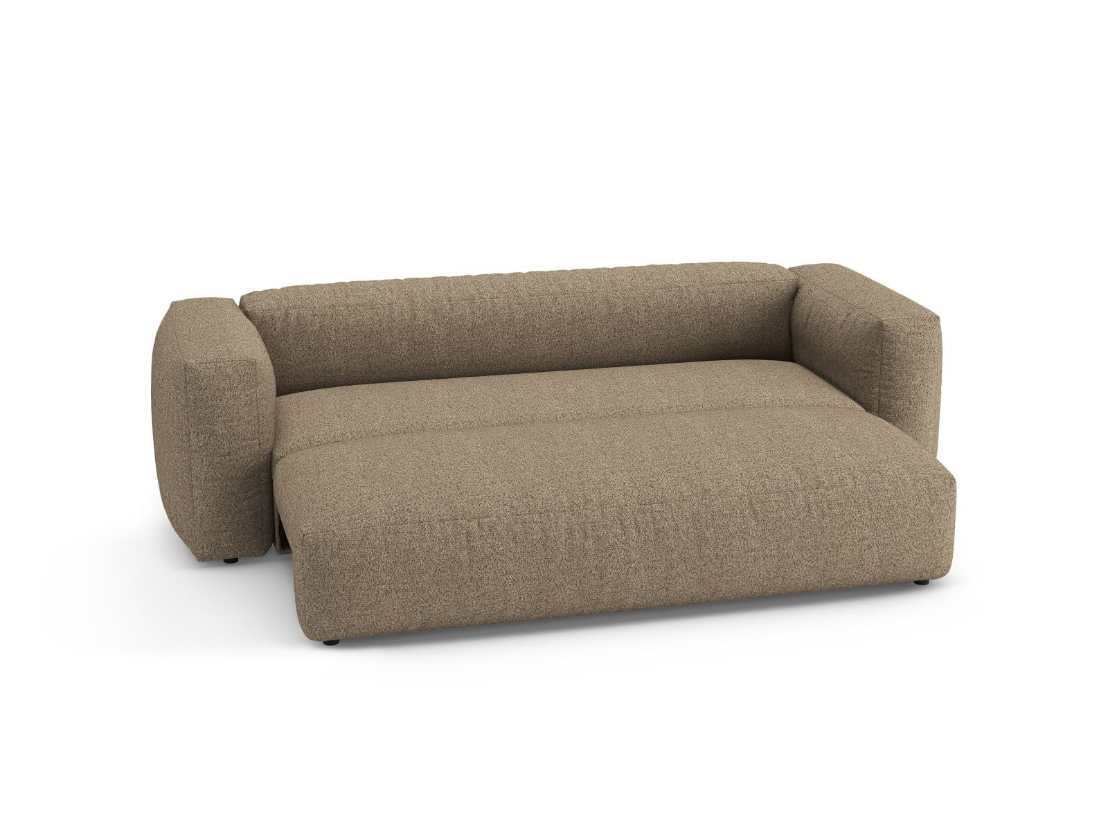 Elegantes 3-Sitzer Sofa Martina in stilvollem Cappuccino, ideal für entspannte Stunden und als praktische Schlaflösung für Übernachtungsgäste.
