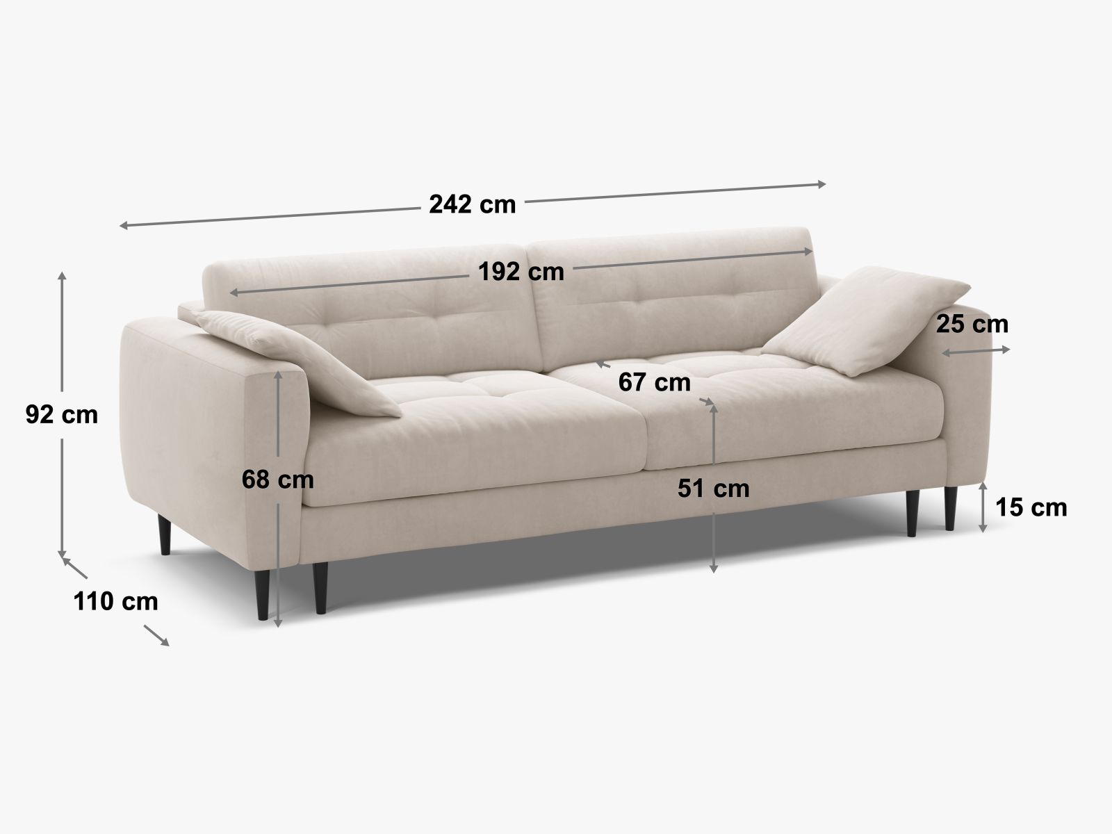 Beige 3-Sitzer Sofa Bemy von Micadoni, elegant und funktional, bietet Schlaffunktion und praktischen Stauraum für jedes Zuhause.