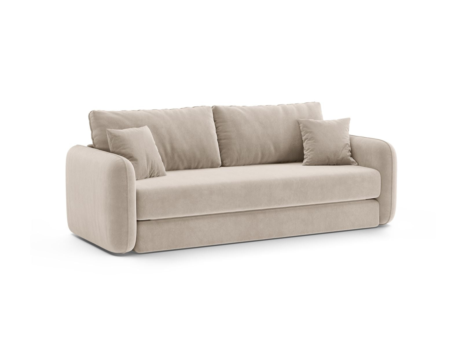 Beige 3-Sitzer Sofa Dormi von Micadoni, vielseitig einsetzbar mit Schlaffunktion, ideal für Wohn- und Gästezimmer.