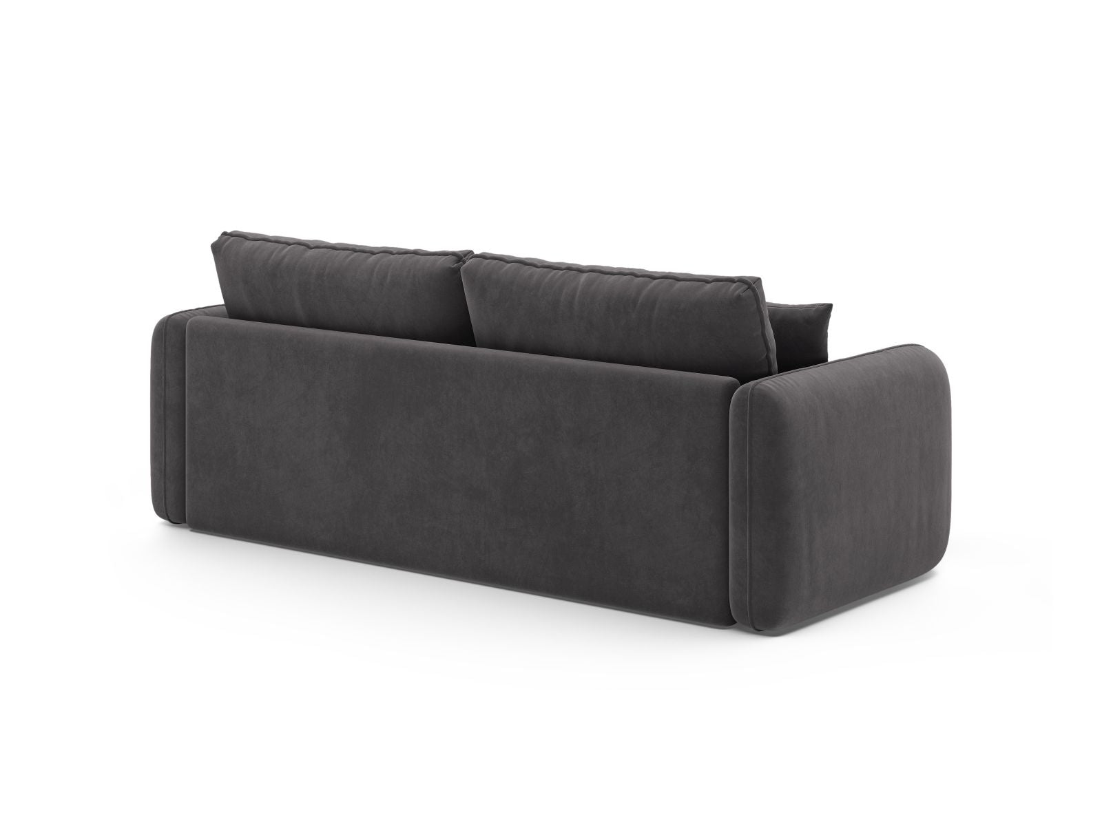 Elegantes 3-Sitzer Sofa Dormi in Dunkelgrau, ideal für entspannte Stunden und als komfortable Schlafgelegenheit für Übernachtungsgäste.
