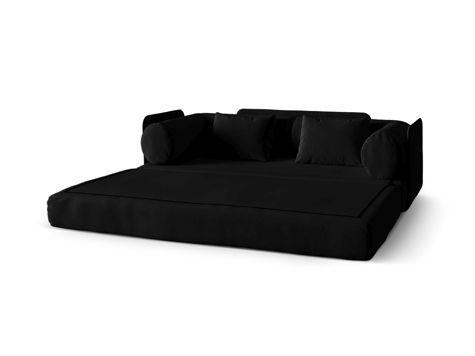 Stylisches 3-Sitzer Bettsofa Dreamy in edlem Schwarz, perfekt für entspannte Stunden und als komfortable Schlafgelegenheit.