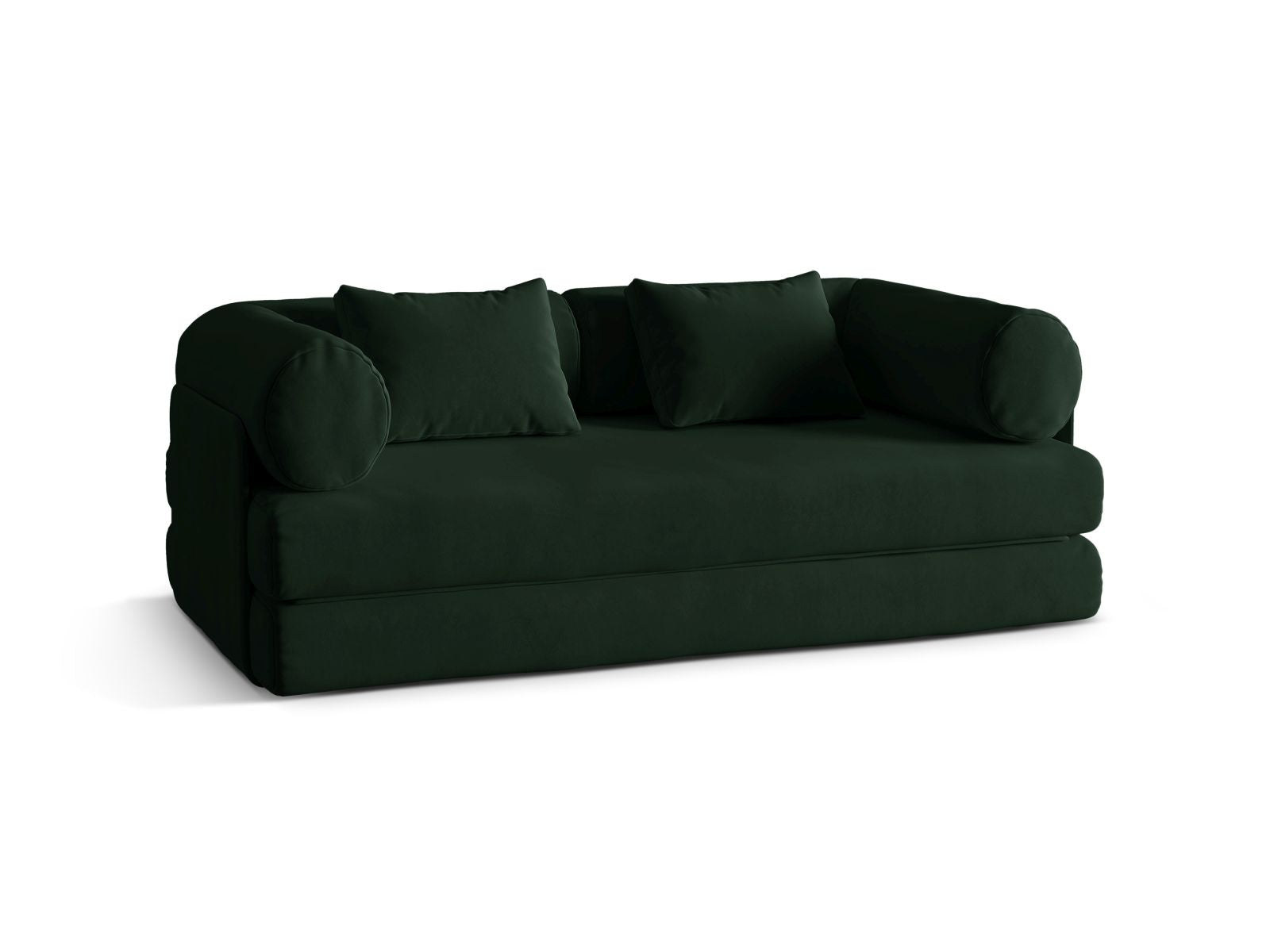 Elegantes 3-Sitzer Sofa Dreamy in Flaschengrün, ideal für stilvolle Wohnräume und als komfortables Bettsofa für Gäste.