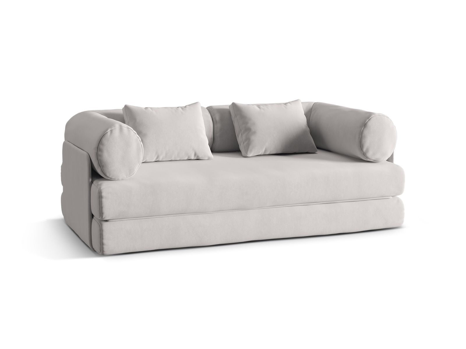 Elegantes 3-Sitzer Sofa Dreamy in hellem Grau, ideal als Bettsofa für stilvolle Wohnräume, von Micadoni.