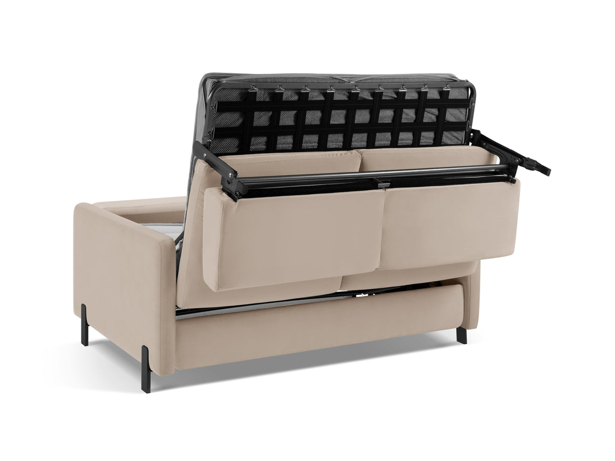 Gloria Velour Sofa mit Schlaffunktion 3 Sitzer in Beige-Salvador präsentiert im Onlineshop von KAQTU Design AG. Bettsofa ist von Micadoni