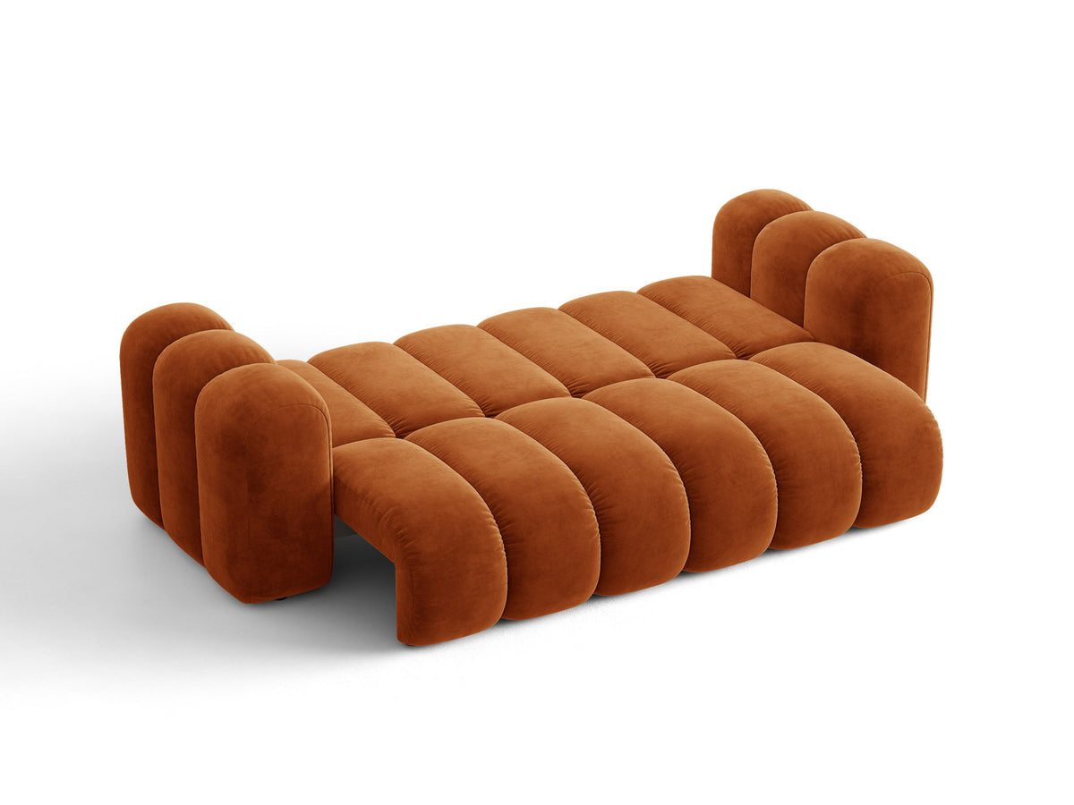 Micadoni Lupine 3er Sofa in leichtem Beige mit Bettfunktion, Stauraum im Bettkasten und schwarzen Kunststoffbeinen, Stoffbezug Eden 2 Pearl