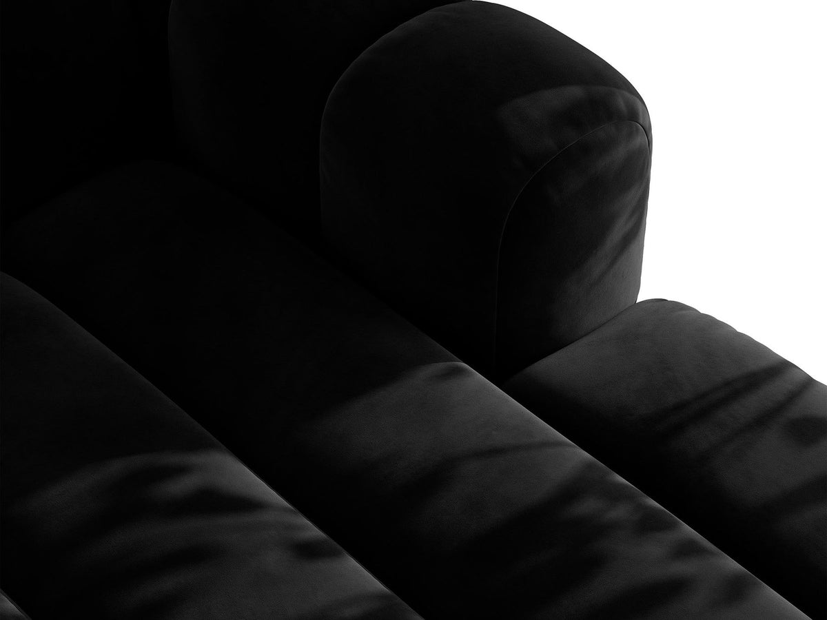Micadoni Lupine 3er Sofa in leichtem Beige mit Bettfunktion, Stauraum im Bettkasten und schwarzen Kunststoffbeinen, Stoffbezug Eden 2 Pearl