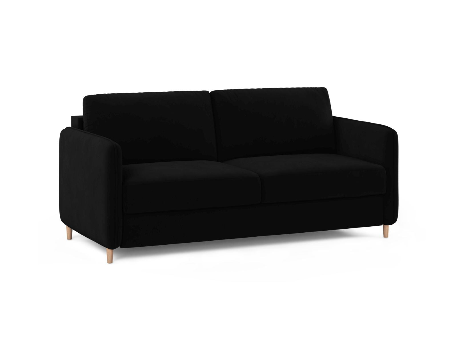 Elegantes 3-Sitzer Sofa Simo in Schwarz mit Schlaffunktion, ideal für stilvolle Wohnräume und flexible Nutzung. Von Micadoni.