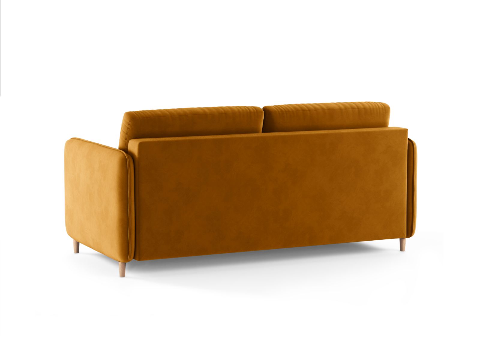 Stylisches 3-Sitzer Sofa Simo in leuchtendem Gelb, perfekt für entspannte Stunden und als funktionales Schlafsofa für Übernachtungsgäste.