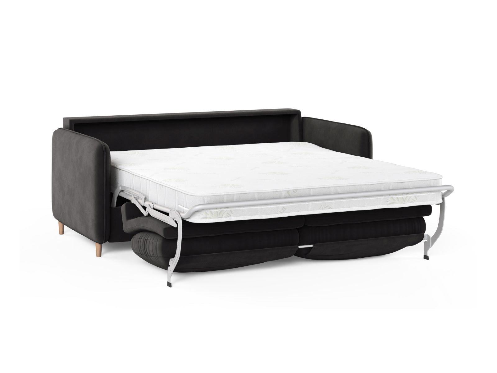Stylisches 3-Sitzer Sofa Simo in elegantem Dunkelgrau, ideal für entspannte Stunden und als praktisches Schlafsofa für Übernachtungsgäste.