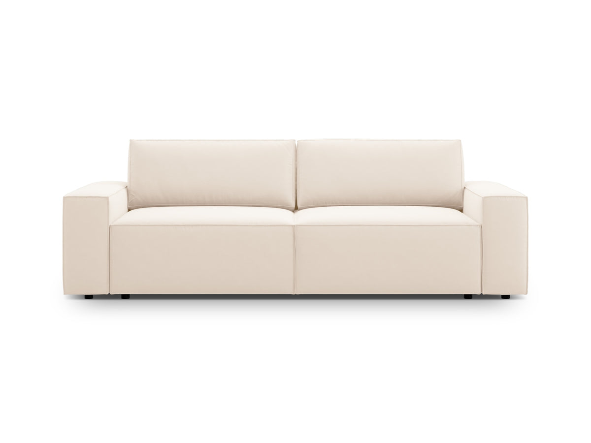 Jodie Velour Sofa mit Schlaffunktion und Stauraumbox 3 Sitzer in Light Beige-Bluvel präsentiert im Onlineshop von KAQTU Design AG. Bettsofa ist von Micadoni
